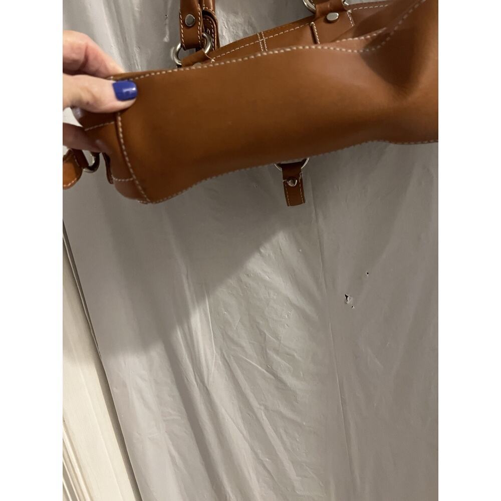 Lilo Collections Brown Leather Equestrian Tote Bag 12 X 7 X 3.5 - Picture 9 of 15